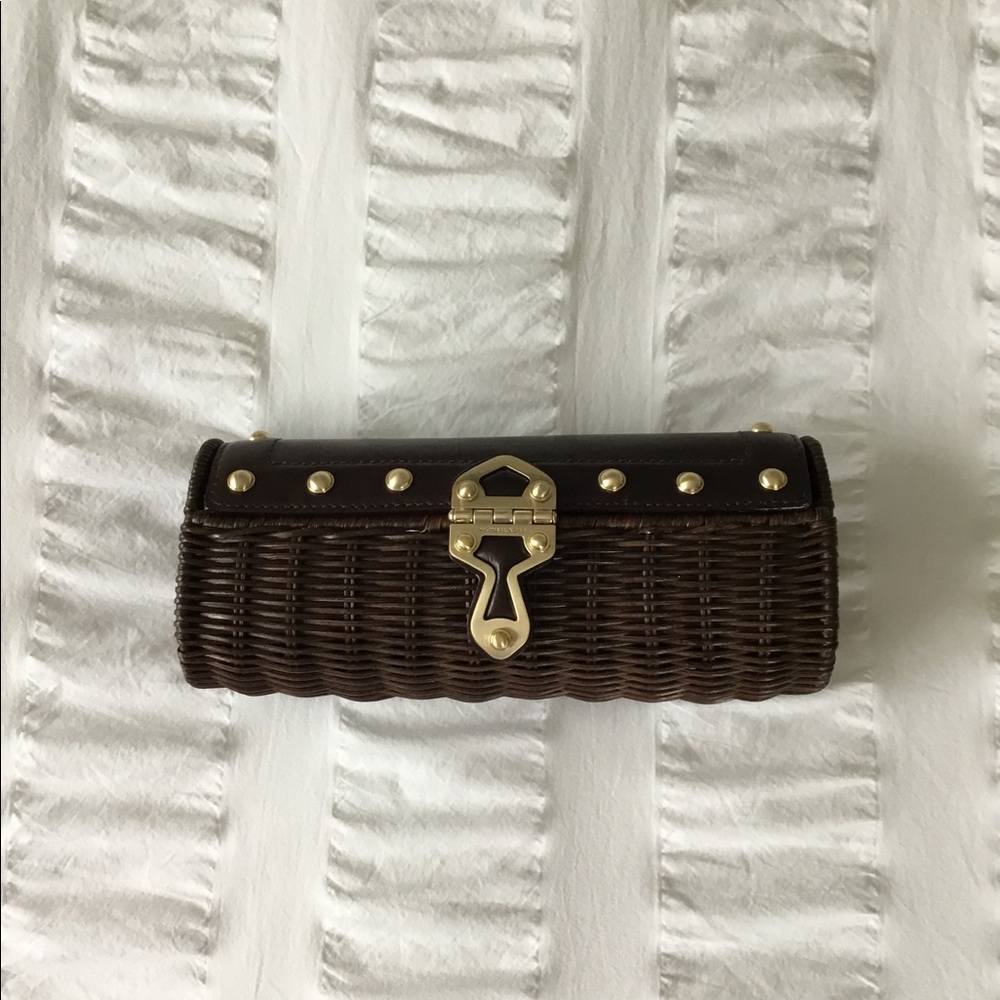 Michael Kors Chocolate Brawn Straw Clutch